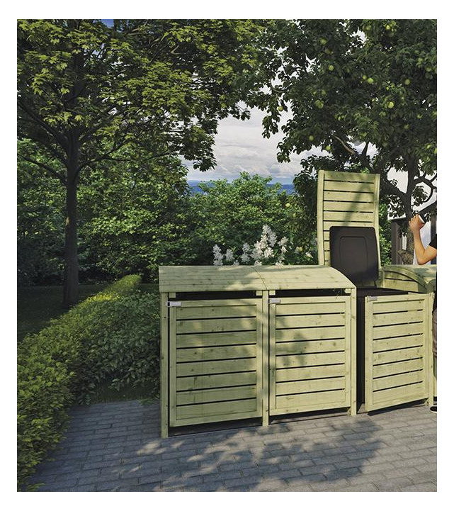Bild HENRI 4-fach B 300 x T 90 x H 120 cm, kdi-grün inkl. Rückwand Mülltonnenabtrennu - n.a.-2