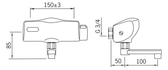 HANSA Infrarot-Waschtisch-Wand-Armatur HANSAELECTRA Batteriebetrieb, Ausladung 150mm, chrom
