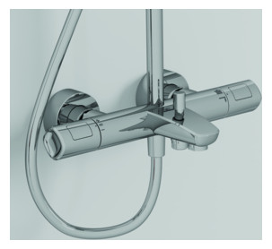 Ideal-Standard Duschsystem Ceratherm T100 Flex mit Brausethermostat, Handbrause, chrom