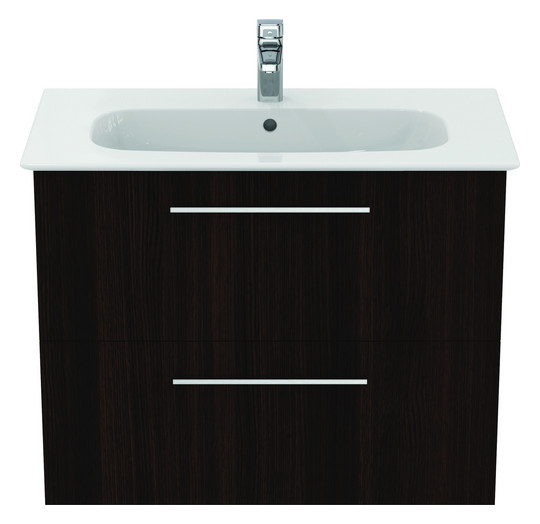 Ideal-Standard Möbelwaschtisch-Paket i.life A 84x46x64,5cm, 1 Hahnloch, Griff Chrom gebürstet, coffee oak