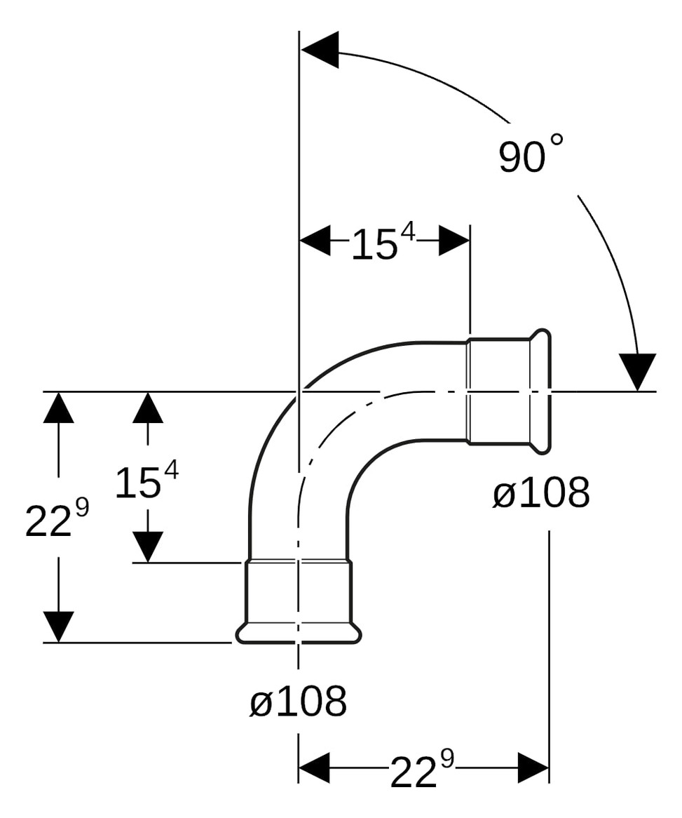 Geberit Bogen Mapress 90°, Kupfer, Ø 108 mm