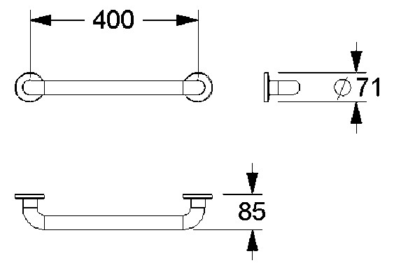 Normbau Haltegriff Nylon Care 400 mm, weiß