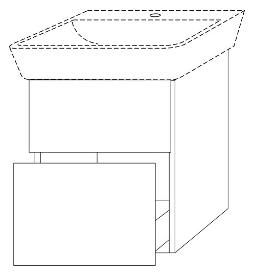 SA Waschtischunterbau mit Auszügen 3way (UP647) 582x480x402 Vulkan-Matt