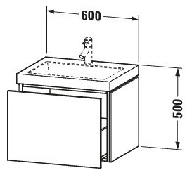 Duravit Waschtisch-Unterschrank c-bonded L-Cube 60 x 48 cm, ohne Hahnloch, amerikanischer nussbaum, 1 Auszug, wandhängend