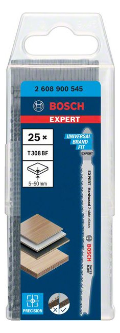 Bild Stichsägeblatt EXPERT T 308 BF Bosch VE à 25 Stück Hardwood 2-side clean-1