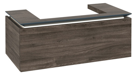 V&B Waschtischunterschrank Legato 100x38x50cm, Waschtisch mittig, mit LED-Beleuchtung, Stone Oak