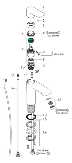 hansgrohe Waschtisch-Einhebelmischer 110 Metris CoolStart mit Zugstangen-Ablaufgarnitur, Kaltwasser in Mittelstellung, chrom