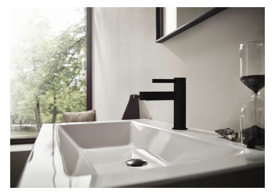 hansgrohe Waschtisch-Einhebelmischer 100 Finoris mit Push-Open-Ablaufgarnitur, mattschwarz