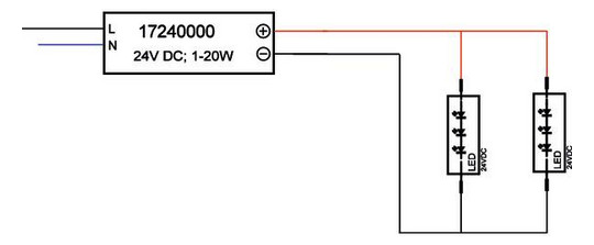 LED-Trafo 1-20W 24V IP20 Kstgeh stat 150x40x30mm