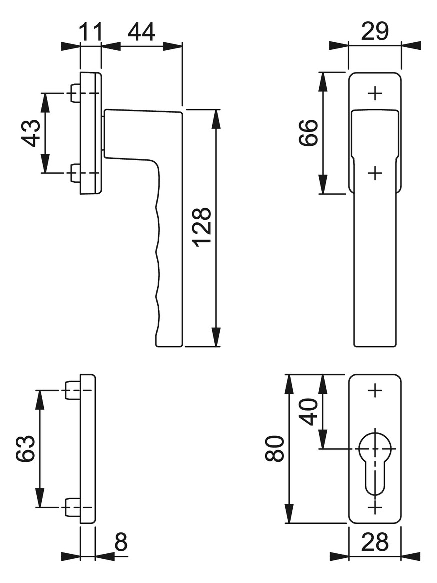 Bild Fenstertür- Halbgarnitur, Profilzylinder gelocht, Toulon 0737/U34/51PNS, Nockendurchmesser 10, Aluminium naturfarbig - HOPPE-1