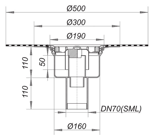 Dallmer Ablaufgehäuse 61 GA DallBit Serie 15 DN 70, für SML-Gussrohre
