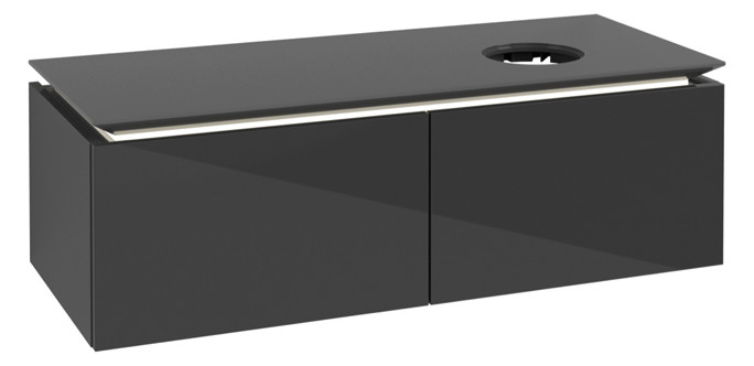 V&B Waschtischunterschrank Legato 120x38x50cm, Waschtisch rechts, mit LED-Beleuchtung, Glossy Grey V&B Waschtischunterschrank Legato 120x38x50cm, Waschtisch rechts, mit LED-Beleuchtung, Glossy Grey