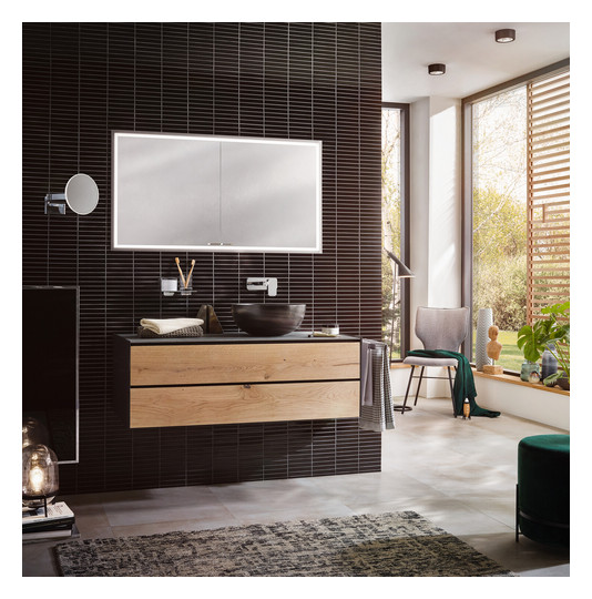 EMCO Unterputz-Lichtspiegelschrank prestige 2 815x666mm, aluminium, breite Tür rechts, ohne lightsystem