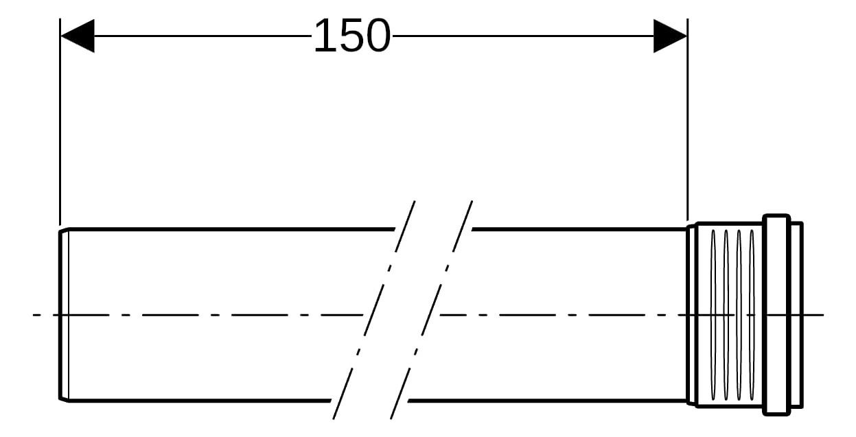 Geberit Rohr Silent PP DN 40, 1500 mm, mit Muffe, schalloptimiert
