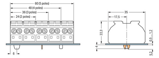 Klemmleiste 4p ws Serie 862 32A 0,5-4qmm Thermopl 48mm Federzugans