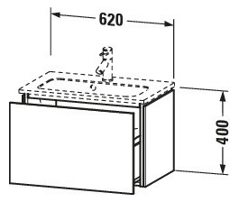 Duravit Waschtisch-Unterschrank Compact L-Cube 62 x 39,1 cm, amerikanischer nussbaum, 1 Auszug, wandhängend