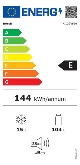 Kühlschrank EB E 104/15l N880mm integr ws Dekor mit Zubehör möglich fest 144kwh