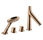 hansgrohe Fertigmontageset Axor Starck Organic 4-Loch-Wannenrandarmatur, mit Thermostat, polished red gold