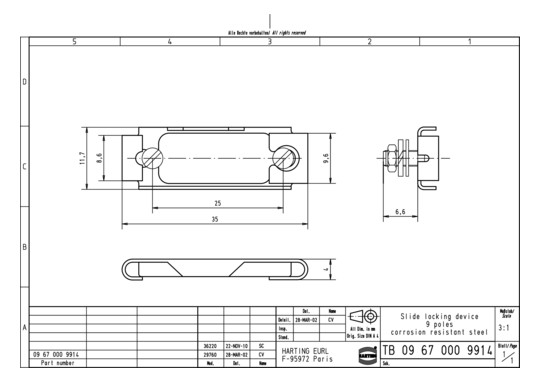 HART Schiebeverriegelung     09670009914 