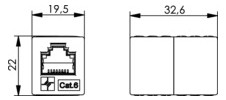 Modular-Kupplung 6 2x RJ45 Buchse/Buchse Schirm ger
