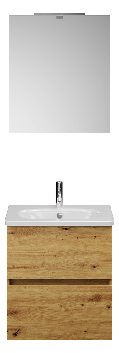 Burgbad Waschtisch-Kombination Rocio mit Spiegel, 60,5 x 200 x 46,5 cm, Eiche Dekor Urban