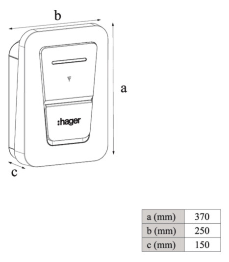 Wallbox 11kVA 3ph witty one 1f IP54 Kst 11kW/Ladep 250x370x150mm Wandmont IK08