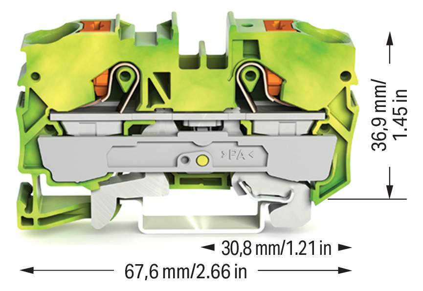 Schutzleiter-Reihenklemme 0,5-16qmm gn/ge 1Etage Hutschiene TH35