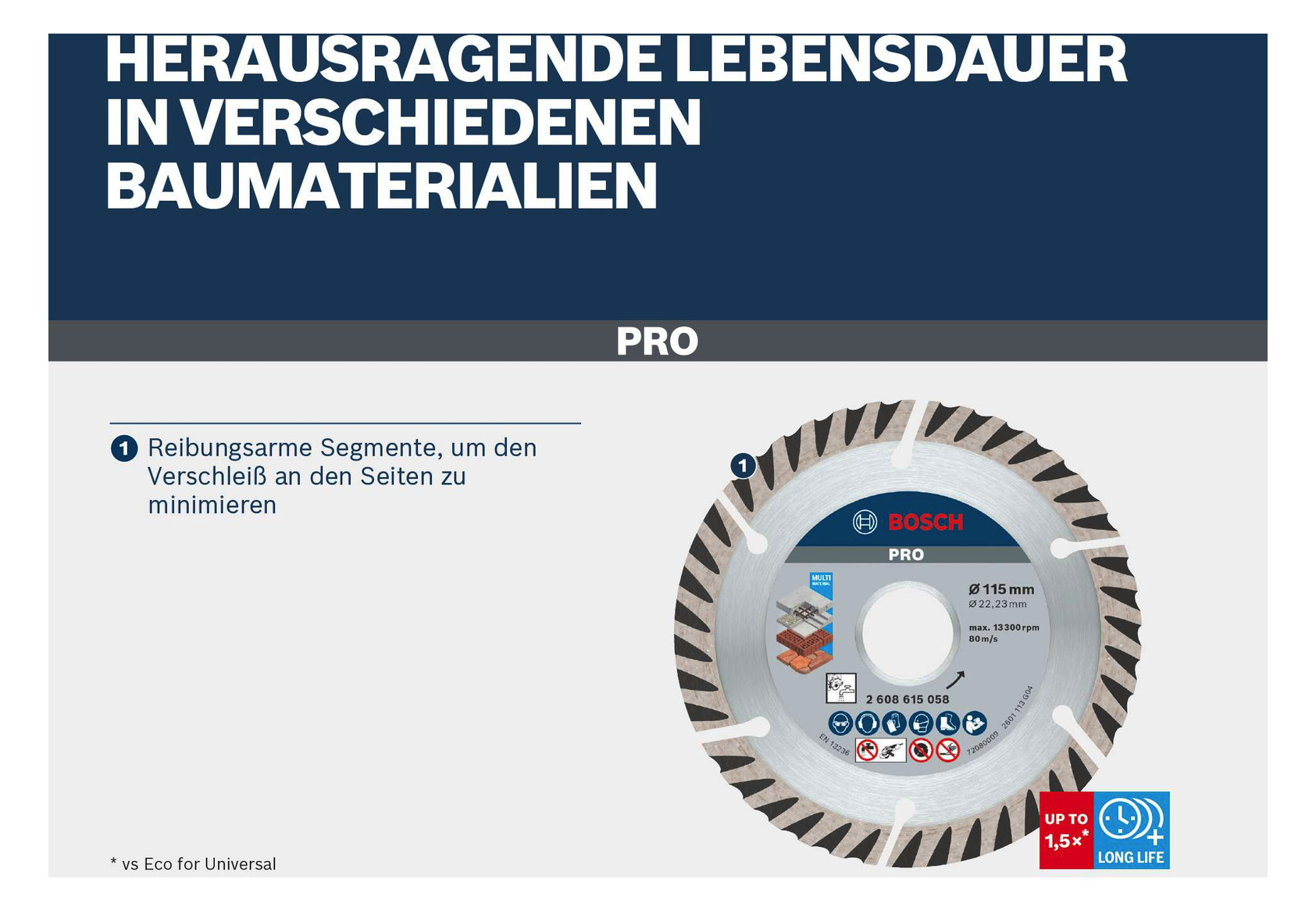 Diamant-Trennscheibe 125x10mm f.Beton f.Backstein Geeignet für bewehrten Beton