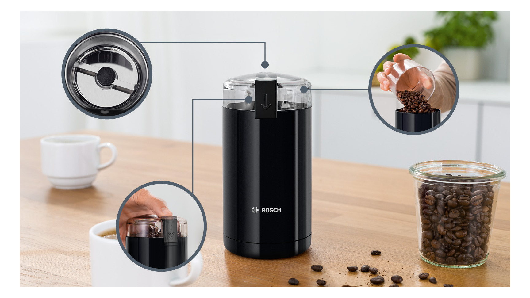 Kaffeemühle 75g sw Schlagmess