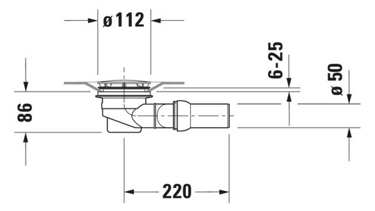 Duravit Duschwannenablauf PuraVida d= 9cm, Abgang waagerecht, weiß
