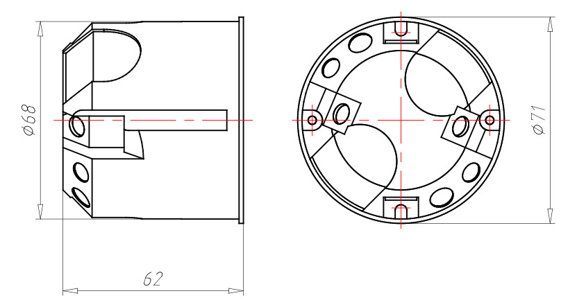 Verbindungsdose HW luftd Ø68x61mm Kst IP3X Ger/VerbDose/kast rnd