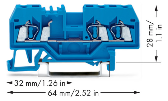 Reihenklemme 0,08-2,5qmm Serie 280 24A 1Etage 3kl bl Hutschiene TH35