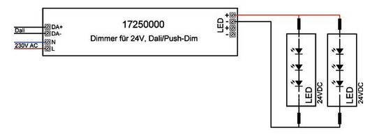 LED-Steuerung 1-45W 24V IP20 DALI Kstgeh Dimmung DALI stat 187x45x31mm