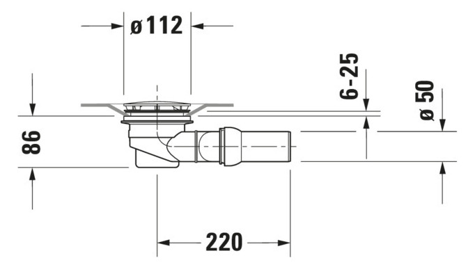 Duravit Duschwannenablauf PuraVida d= 9cm, Abgang waagerecht, weiß