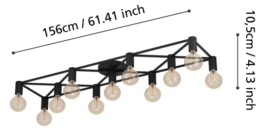 EGLO Deckenleuchte/11 E27 Schwarz  43722 