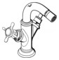 hansgrohe 2-Griff-Bidet-Armatur Axor Montreux Ausladung 104mm, mit Kreuzgriffe, Zugstangen-Ablaufgarnitur, brushed gold optic