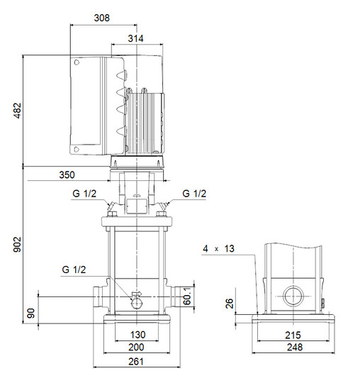 Grundfos Vertikale Kreiselpumpe CRNE3-5 A-P-A-V-HQQV 1x200-240 60HZ