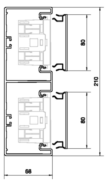Geräteeinbaukanal Kst 210x68mm lgr GEB-K RAL7035 unbeh 12480qmm 2000mm