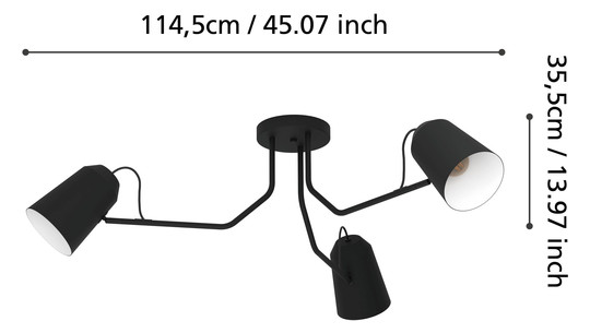EGLO Deckenleuchte/3 E27          900188 