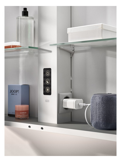 EMCO Aufputz-Lichtspiegelschrank pure 2 Design 800x711mm, LED, mit Lichtsegel, 2-türig, Aluminium