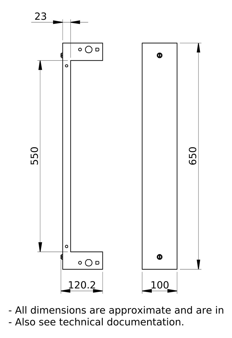Sockelvorder-/rückseite H100xB650xT400mm ST f.Kabelrangier ws