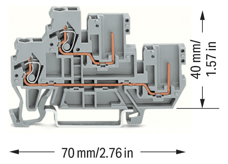 Reihenklemme 0,08-4qmm Serie 870 1Etage 2kl gr 16A Hutschiene TH35