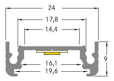 Anbauprofil sw Alu 2000x24x9mm