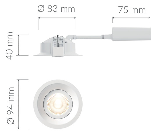 PLEJD Einbaustrahler mit Dimmer DWN-01-W 