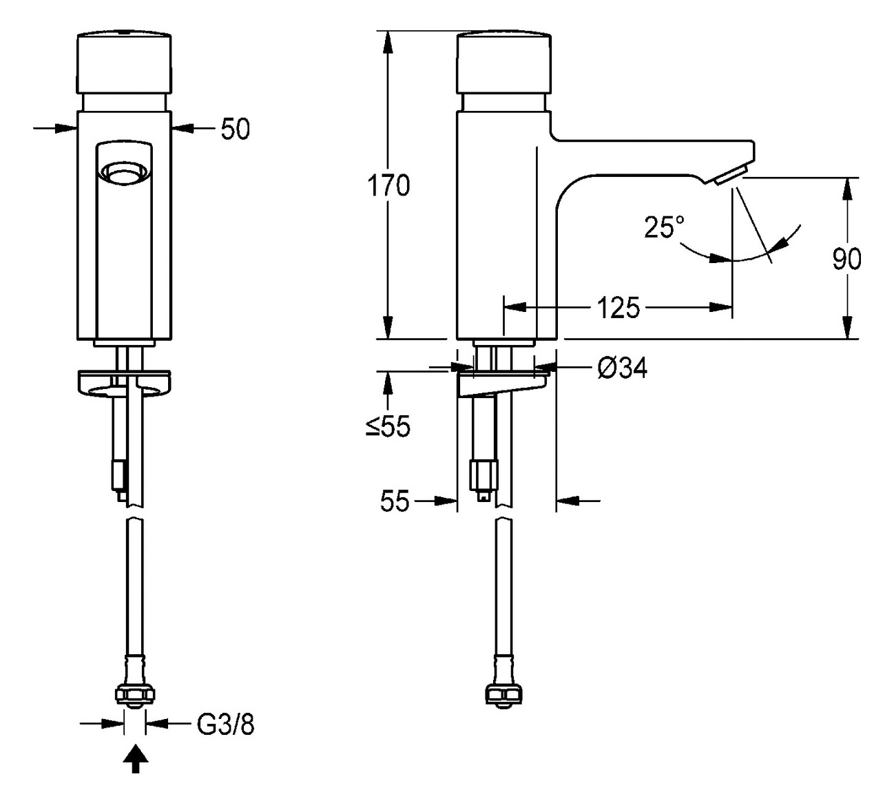 Aquarotter Selbstschluss-Standarmatur F5 S Durchflussmenge 5 l/min, Messing poliert verchromt