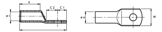 Rohrkabelschuh 0,75qmm M3 180° (horiz) div Ring Cu verschiedene verzinnt