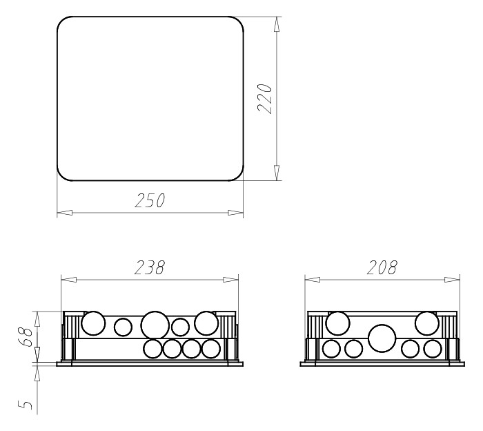 Verbindungsdose UP 238x208x68mm Kst IP2X rechteck