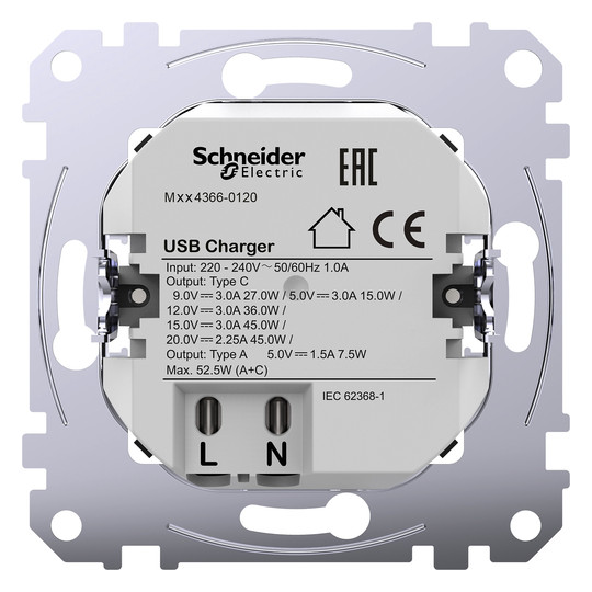 USB-Spannungsversorgung 1USB-A 1USB-C UP 3000mA 20V 50-60Hz