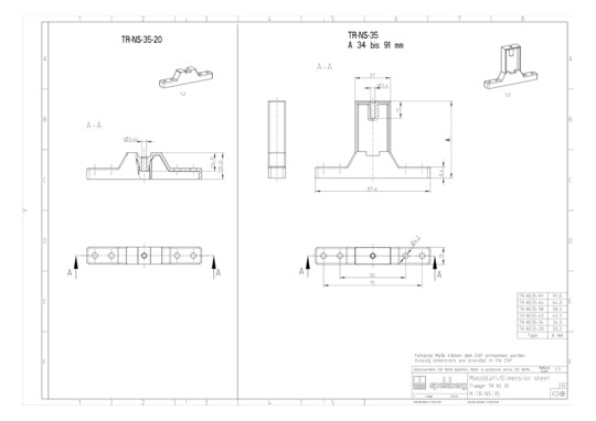 Spelsberg Träger Normschiene  TR NS35-34 