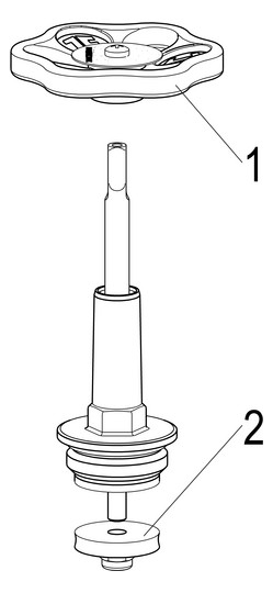 Schlösser Schrägsitzventil-Oberteil 1814 DN 25, G 1, Messing, steigende Spindel
